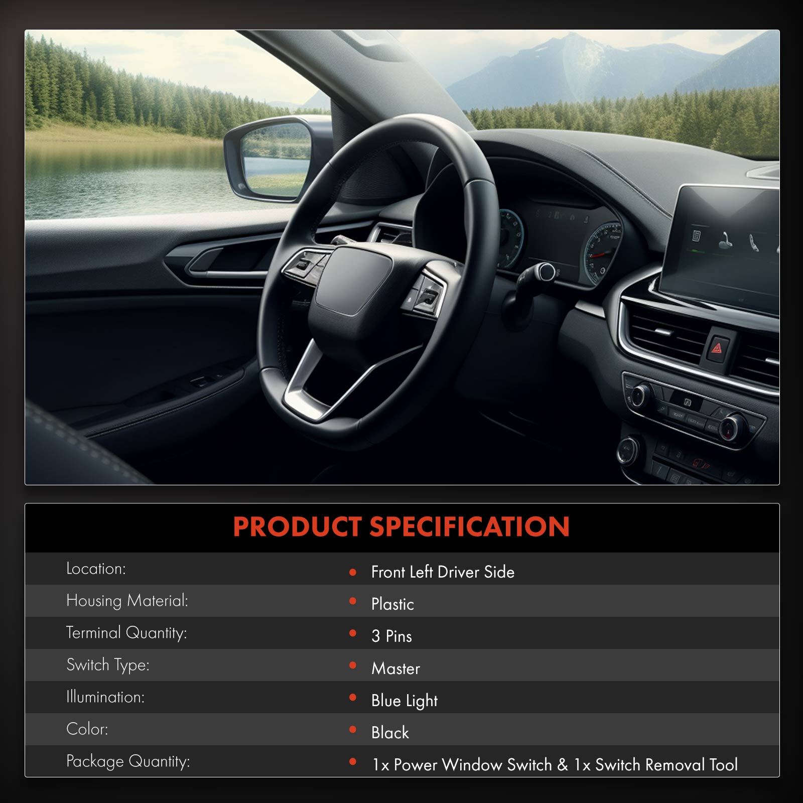 Power Window Switch for Chrysler Town & Country Dodge Grand Caravan Ram 3 Blade