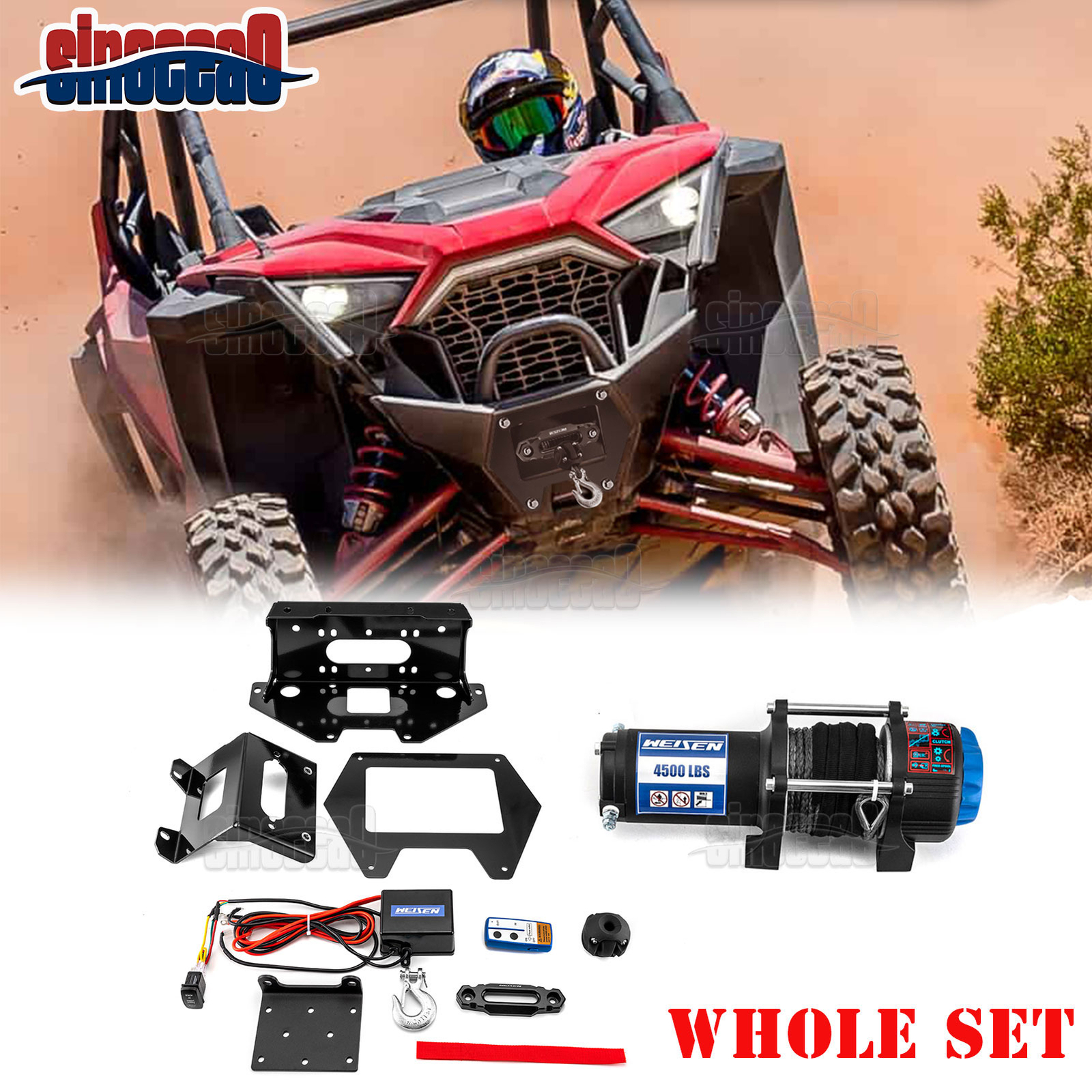 UTV 4500lb Electric Winch Mount Combo Kit For Polaris RZR PRO XP/XP 4 2020-2024