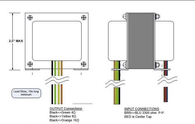 OT33PP (USA) HC100 PushPull Output Xfmr 45VA - 3K3 to 4/8/16ohm