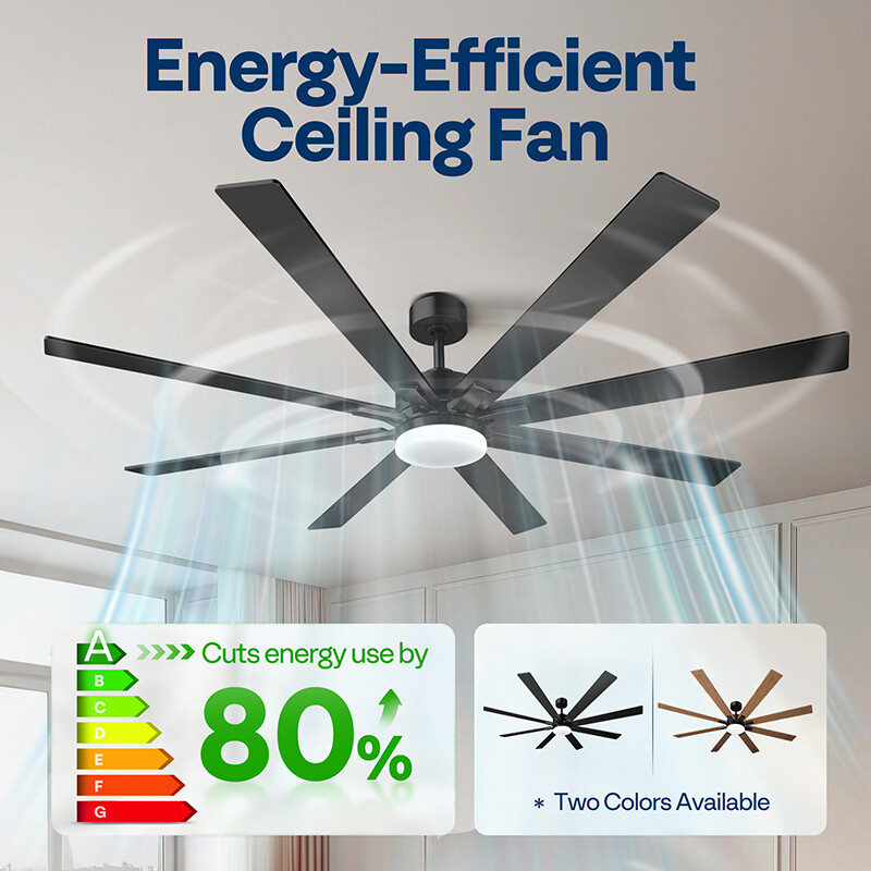 72 in Flush Mount LED Ceiling Fan with Light, Remote, Dimmable