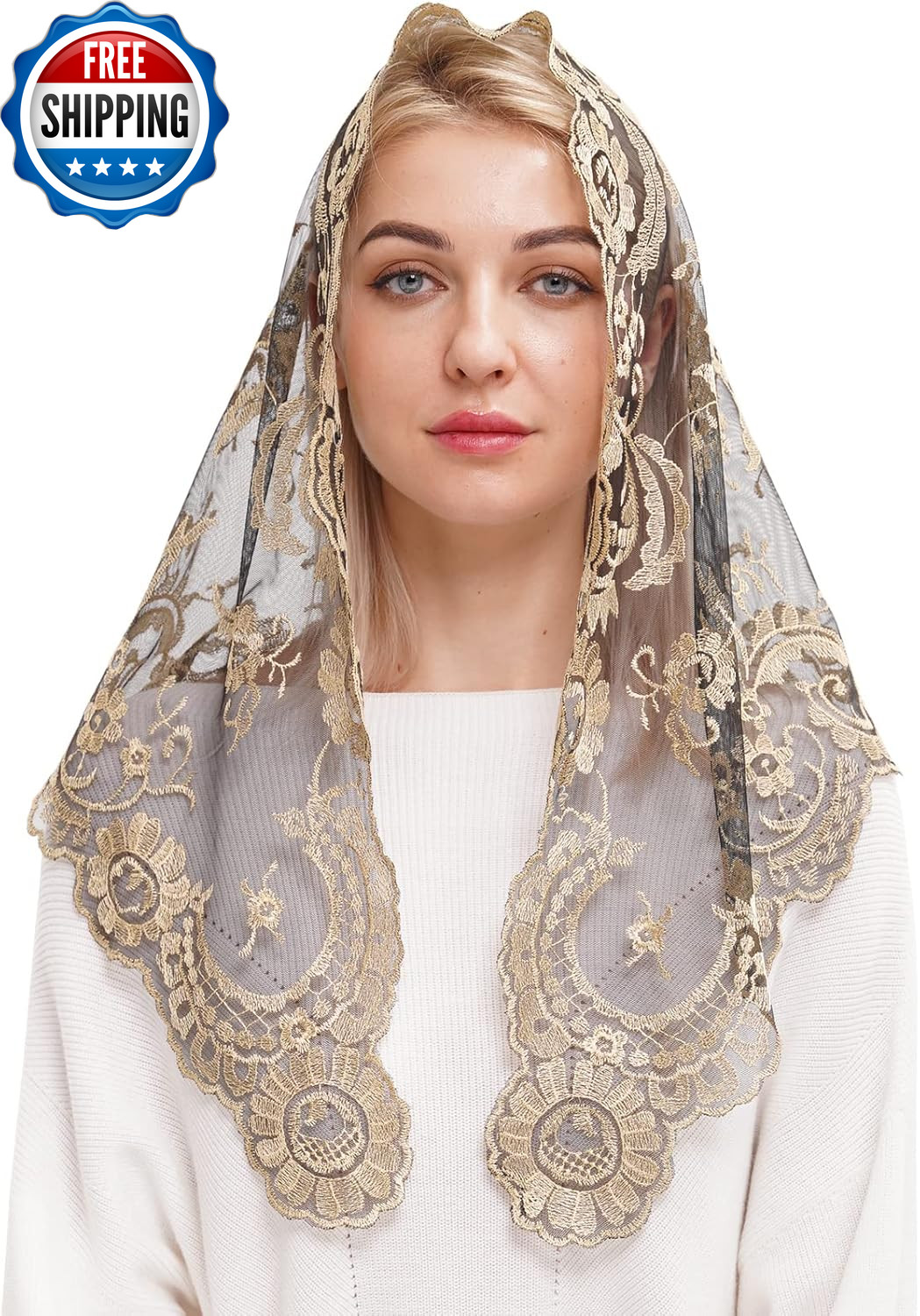 Embroidery Lace Veils Catholic Church Mantillas Chapel Scarf Lace Mass