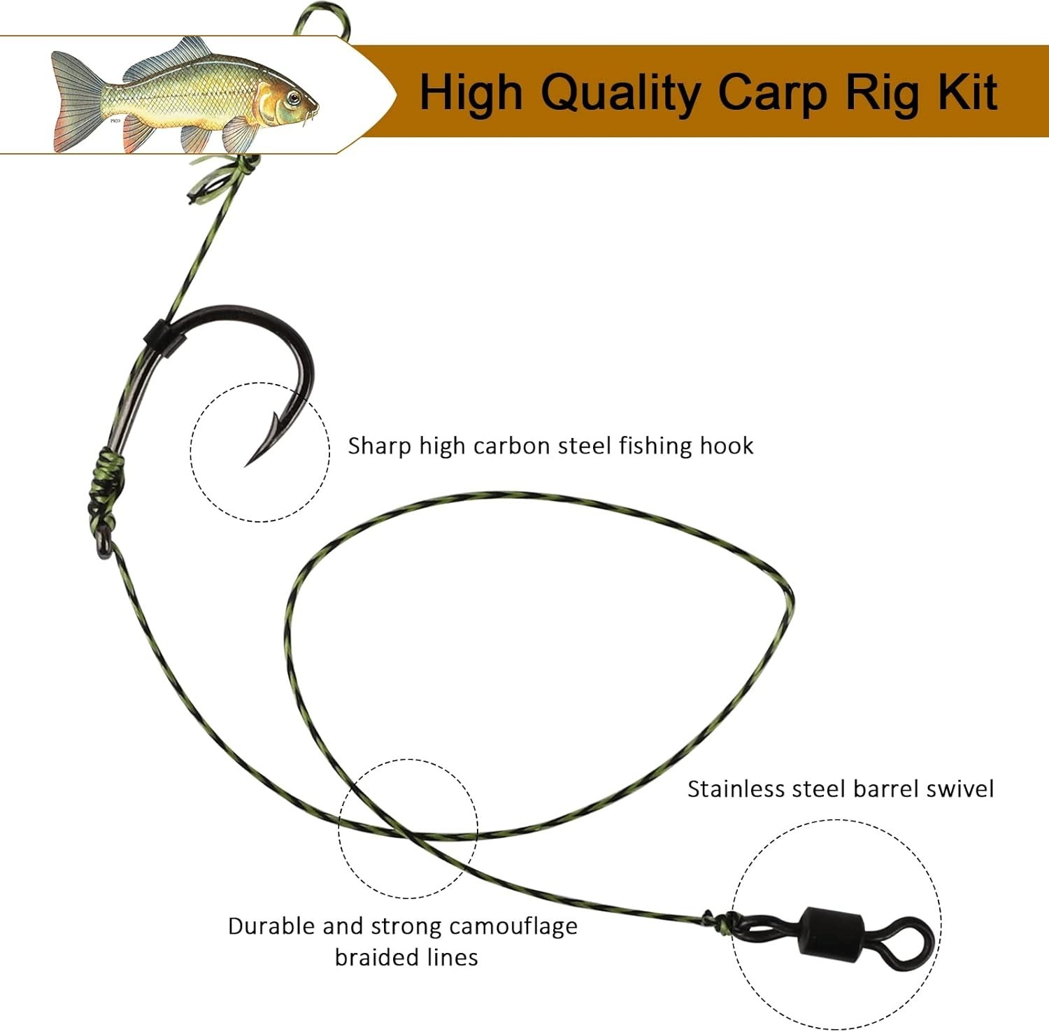 151 PCS Carp Hair Rig Kit #6, #4, #2 Hooks – Corn-Flavored Pre-Rigged Hair Rigs