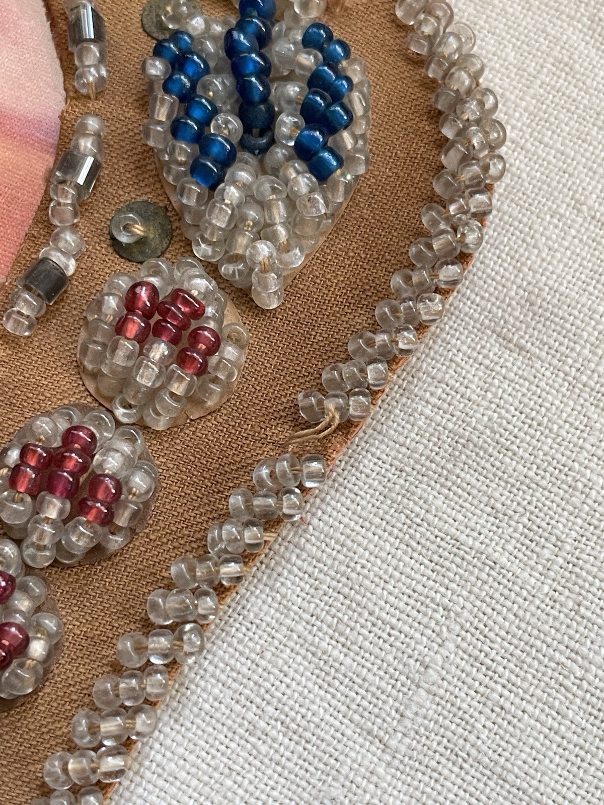 Antique 1906 Native American Beaded Picture Frame