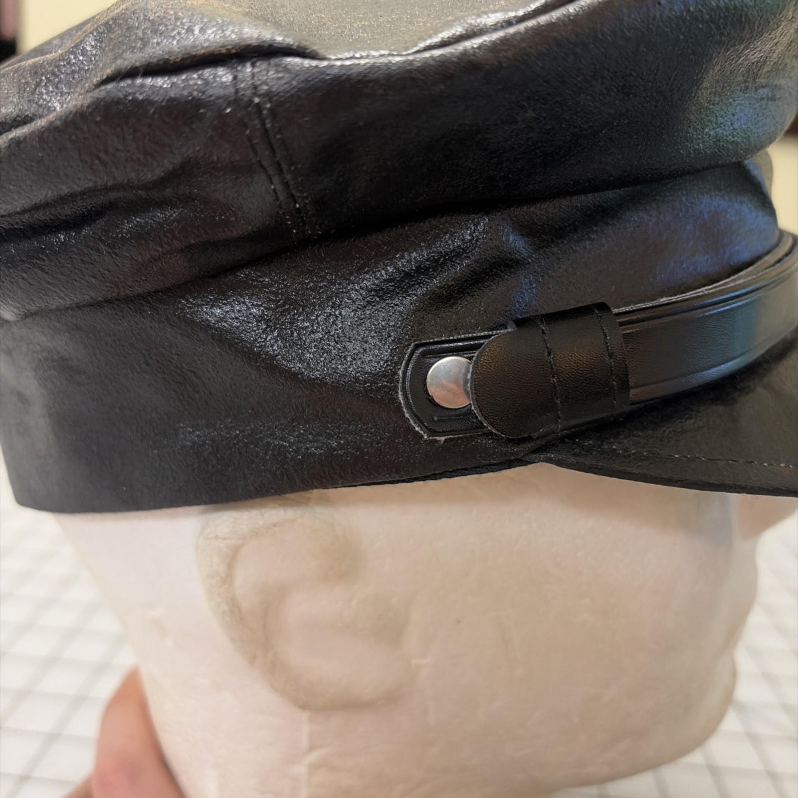 Great Repro Civil War era Man's Black Rubberized Wheel Cap, SZ 7 1/4 - Film Used