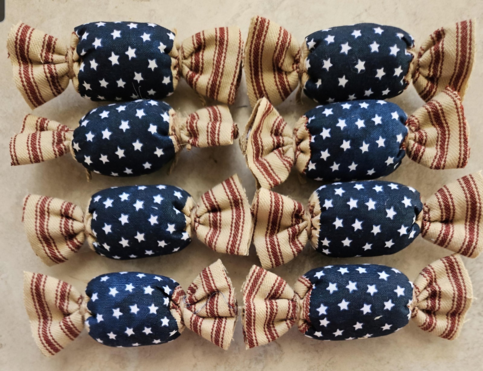Bowl Filler Americana Patriotic Ornie Fabric 8 Pcs Candy Tier Tray Fabric Decor