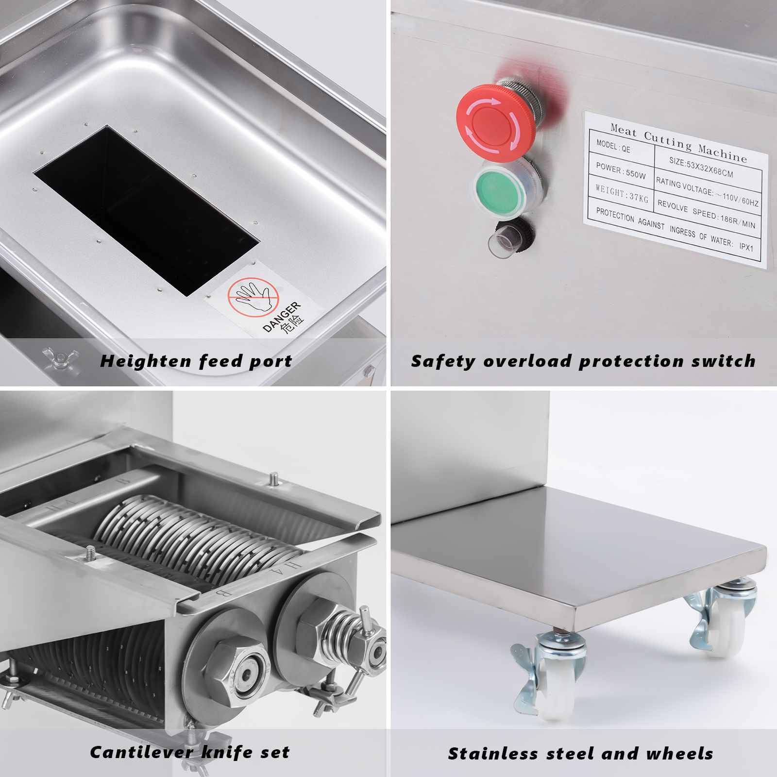 Meat Cutter Slicer Commercial Stainless Steel QE 500KG Meat Cutting Machine