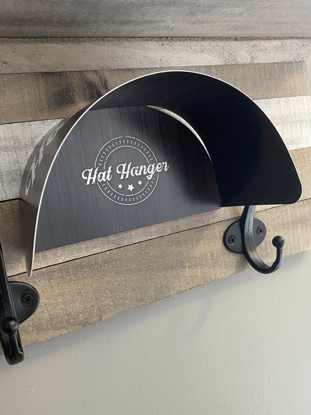 Hidden Hat Hangers -10 Pack - Black Barnwood - Holder Rack Hook Wall Display