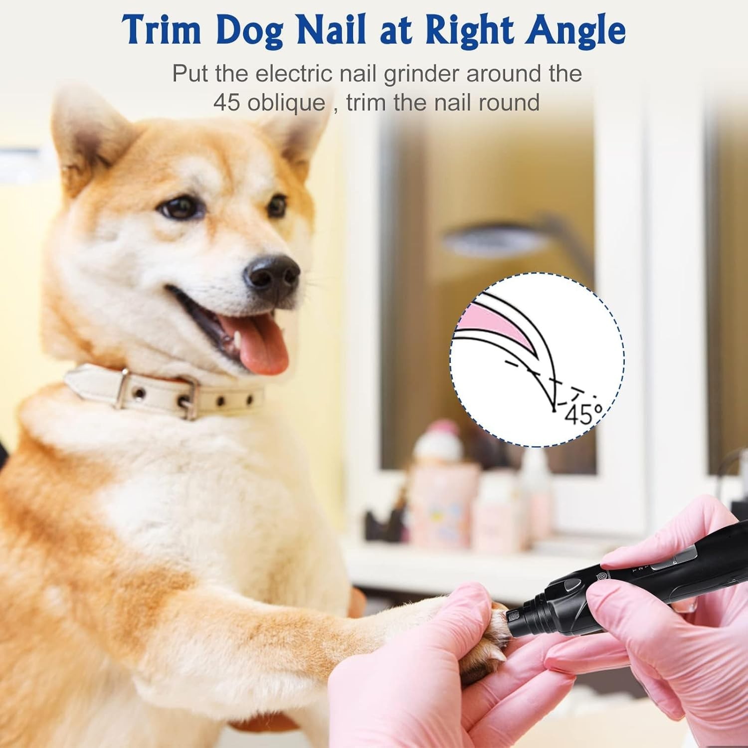 Casfuy 6-Speed Dog Nail Grinder - Newest Enhanced Pet D-Grey