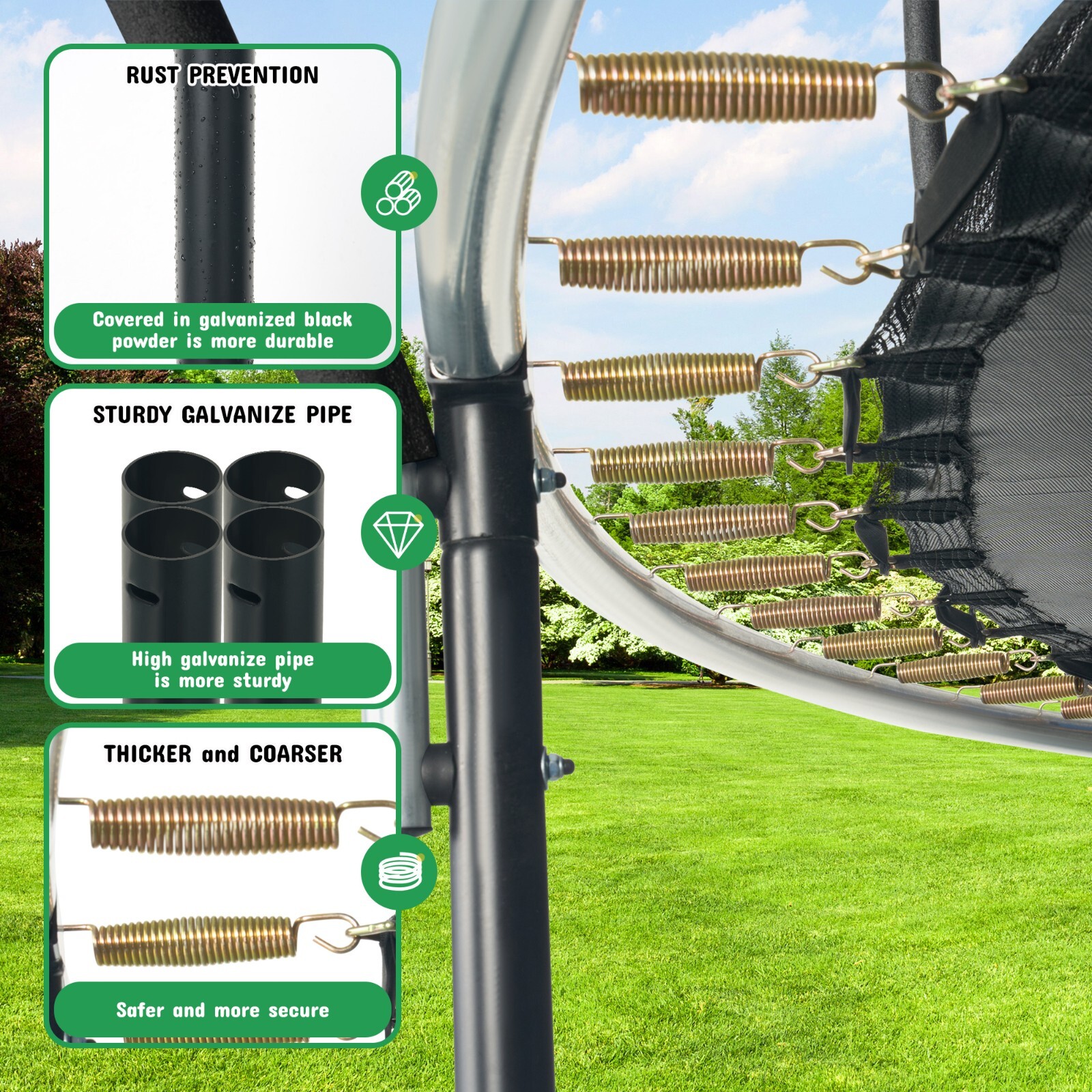 10 FT/12 FT/14FT/16 FT Outdoor Trampoline with Safety Enclosure Net and Ladder