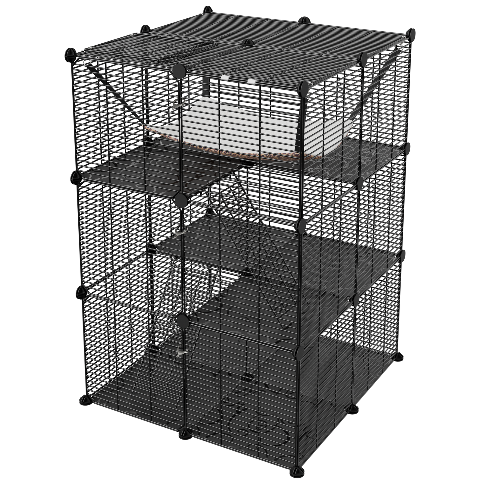 Large Cat Cage 3 Tier Indoor/Outdoor Cat Enclosure Pet Playpen with Hammock