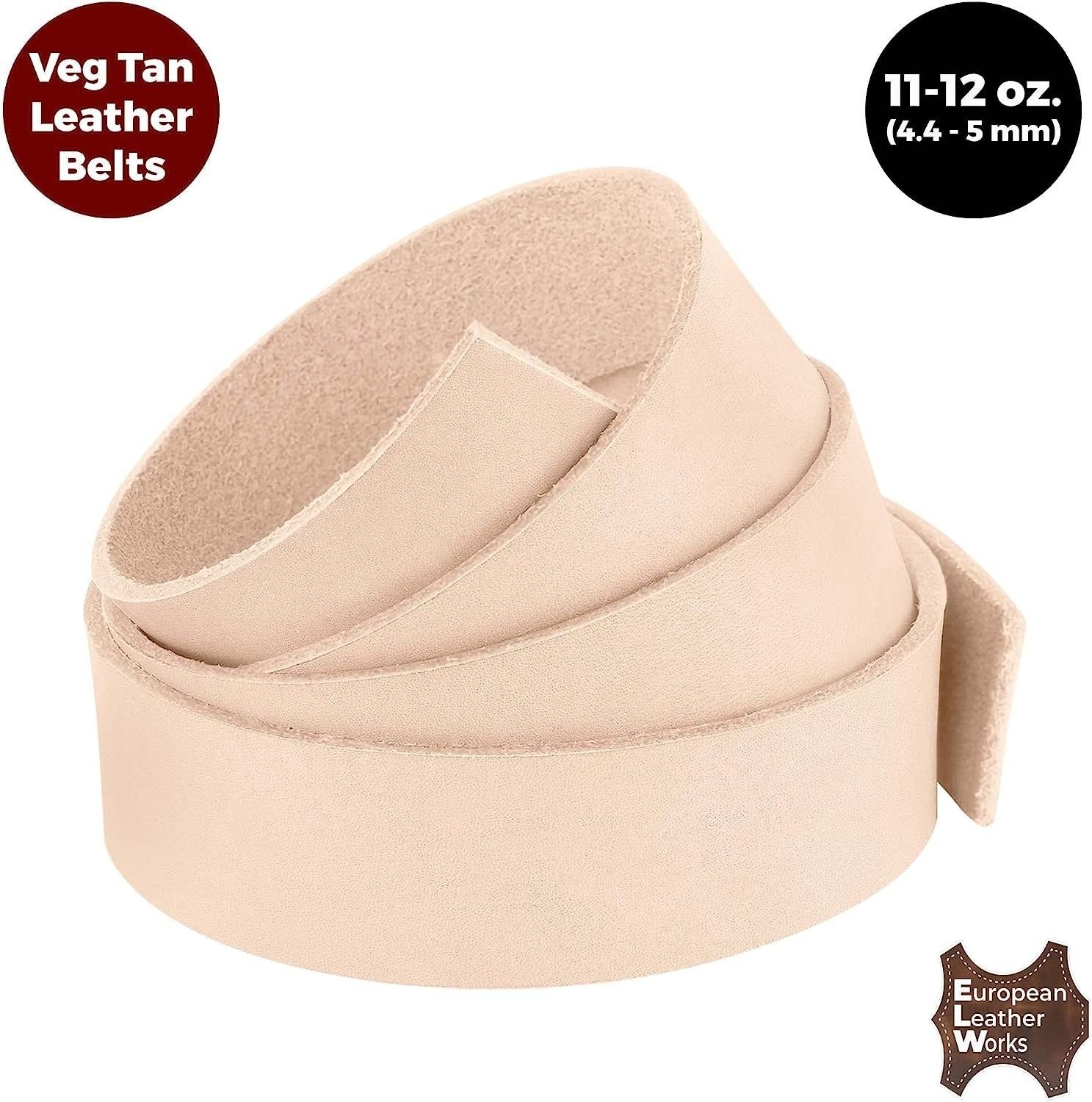 ELW Leather Blank Belt - 8-9 to 13-15 oz Thickness Cowhide Vegetable Tanned