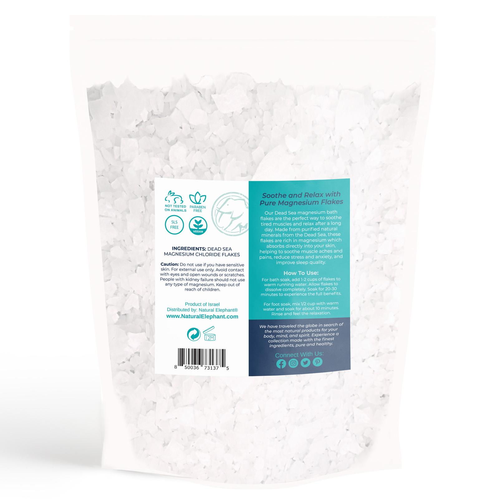 Natural Elephant Dead Sea Magnesium Bath Flakes 5 lb (2.25kg)