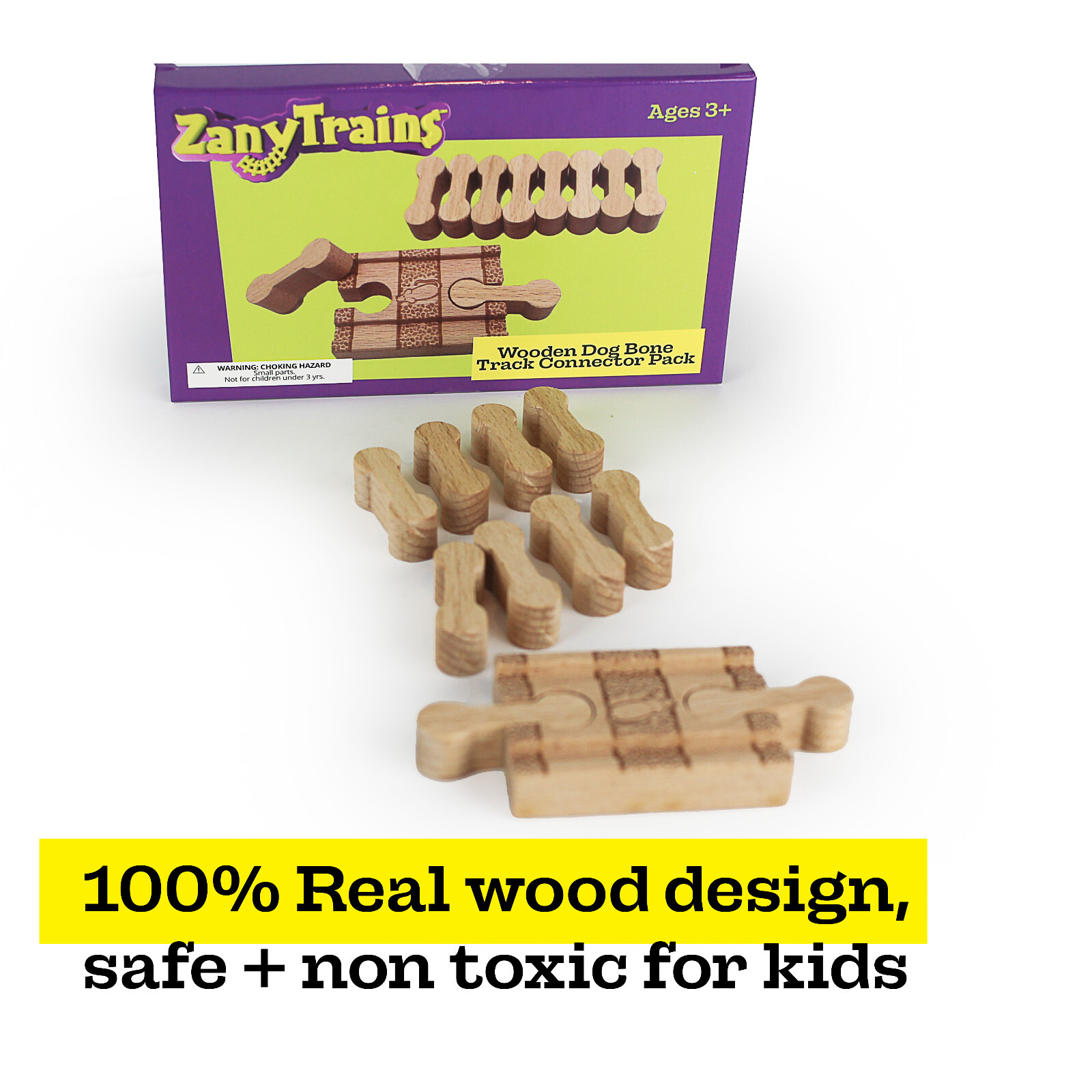 11 Pcs Deluxe Wooden Dog Bone Track Connectors For Wooden Railway - Zany Trains
