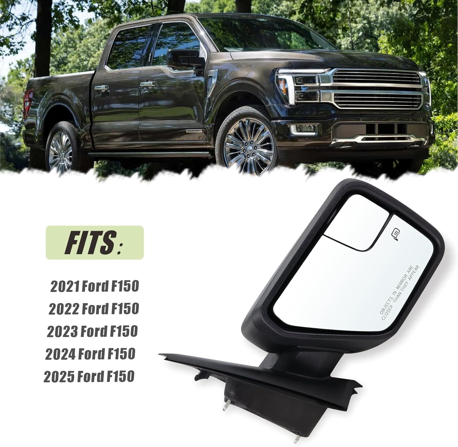 Right Passenger Side Door Mirror Compatible with 2021 2022 2023 2024 2025 Ford F