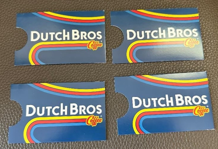 DUTCH BROS GIFT CARD SLEEVES ONLY 2026 SET OF 4