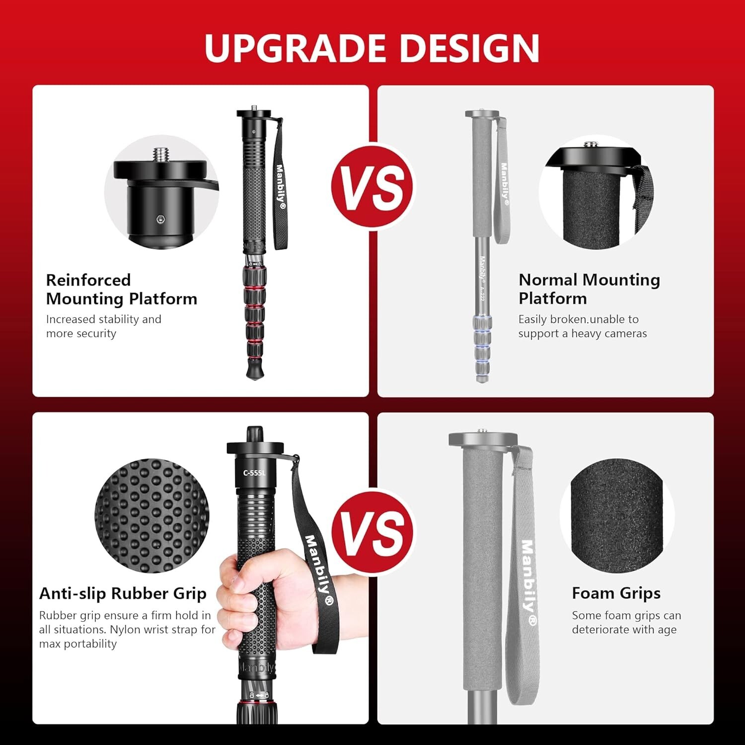 Manbily Camera Monopod Aluminum Portable Compact Lightweight Travel Monopod HOT