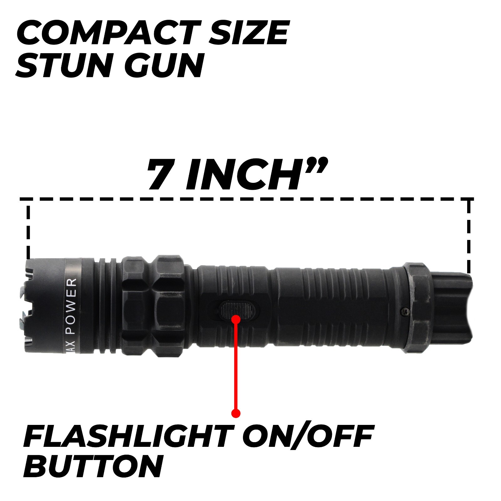 High Voltage Stun Gun for Self Defense with Led Flashlight Maximum Power Black