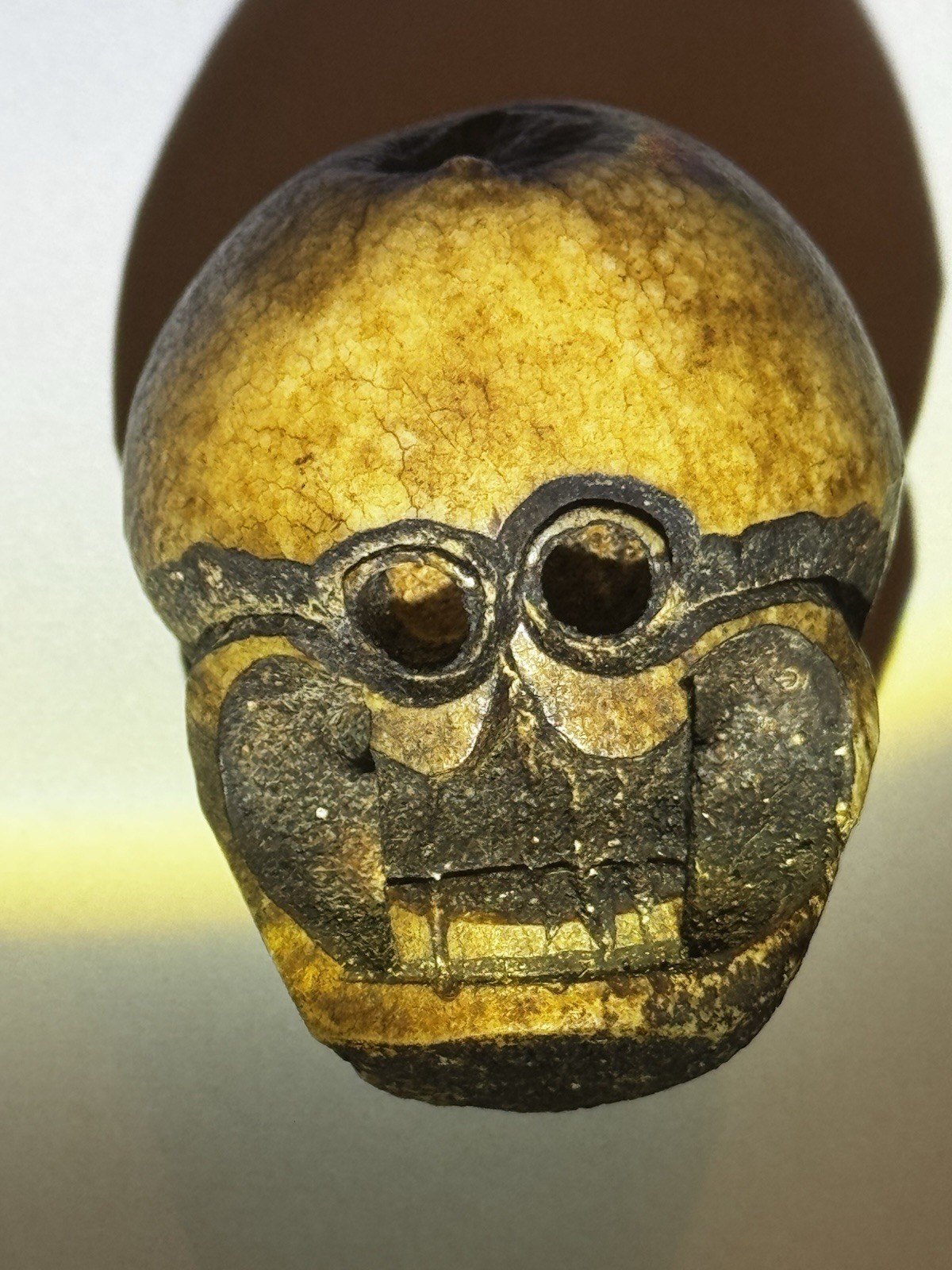 Oddity Hand Carved Tibetan Style Skull Bead Pendant Amulet Charm 2.5”