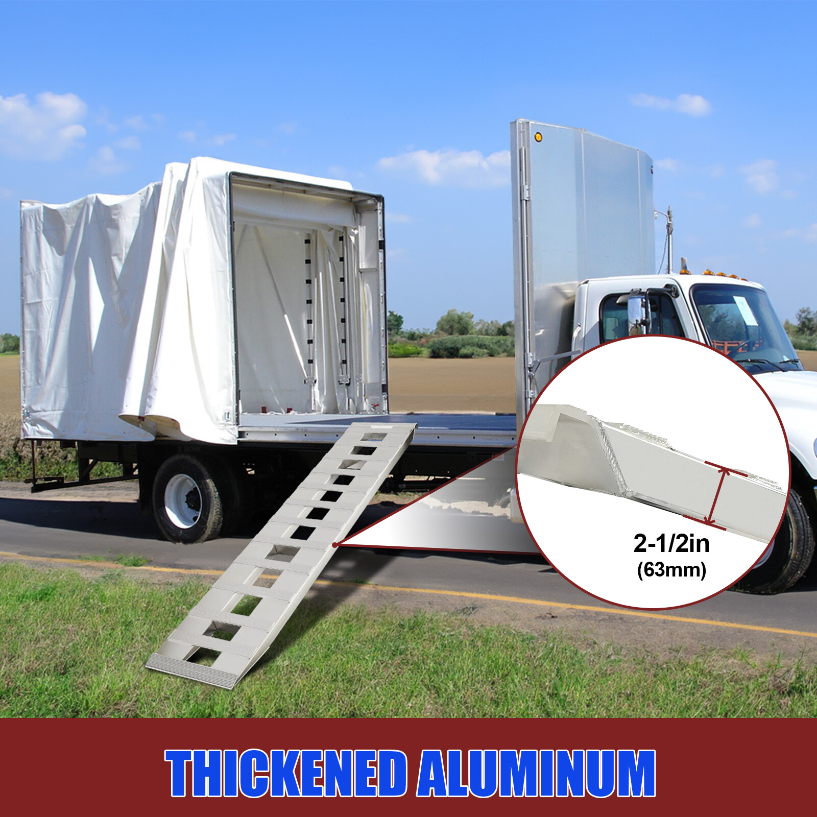 Pair Aluminum 6800LBS Hook End Ramps For Truck Car Auto Trailer 60''X15''