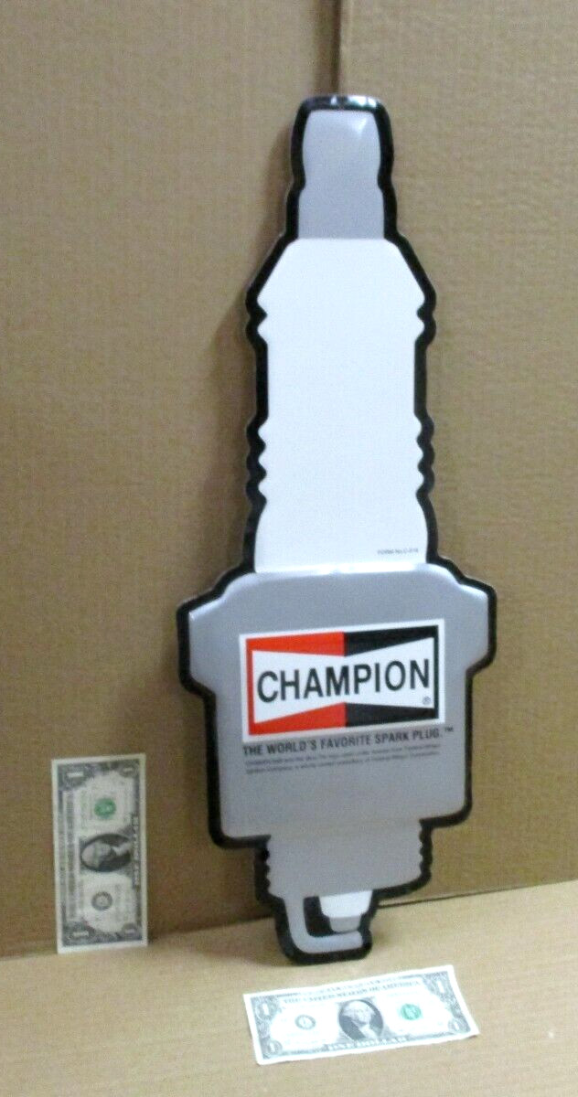 CHAMPION --- Looks Like a GIANT Spark Plug - CAR TRUCK Tune-Up Sign - SPEED SHOP