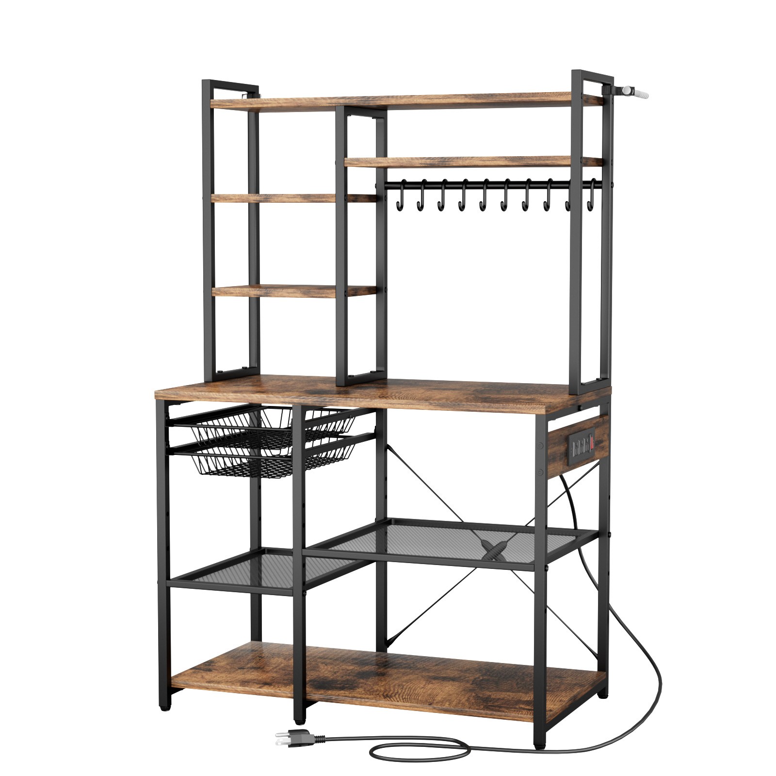Uimoso Kitchen Bakers Rack with Power Outlet and 5 ft Power Cord