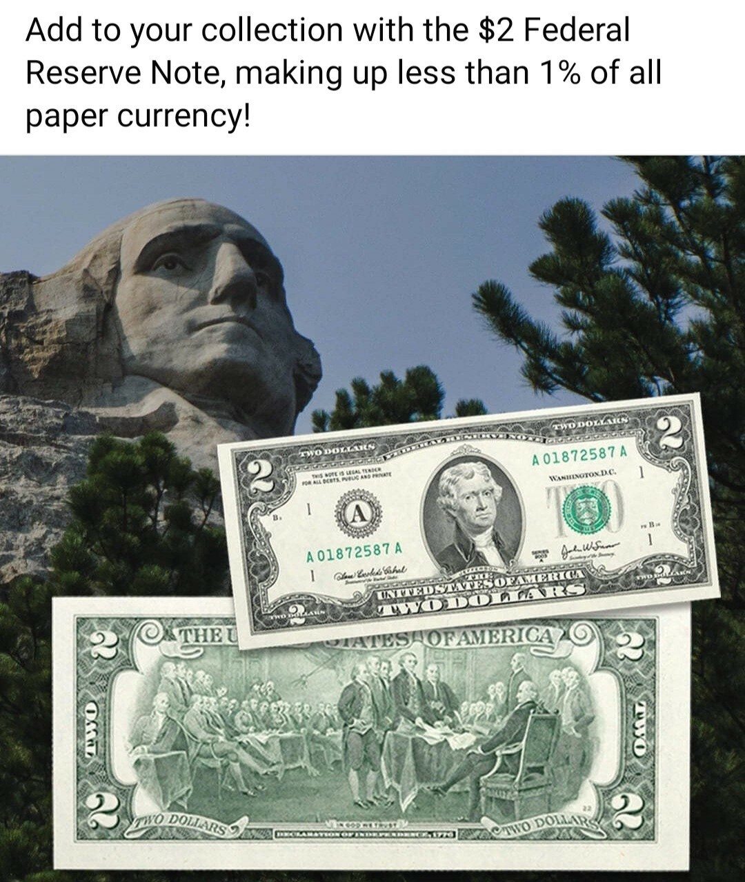 ✯WOW * NEW Uncirculated Two Dollar Bill Crisp $2 Notes 2017A