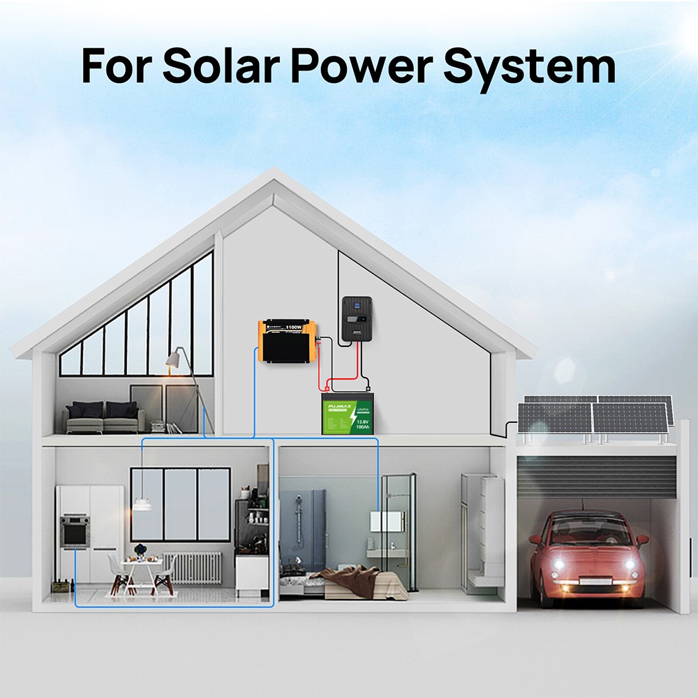 12V 100Ah LiFePO4 Lithium Battery Cycle Deep Built-in BMS for Solar RV Off-grid