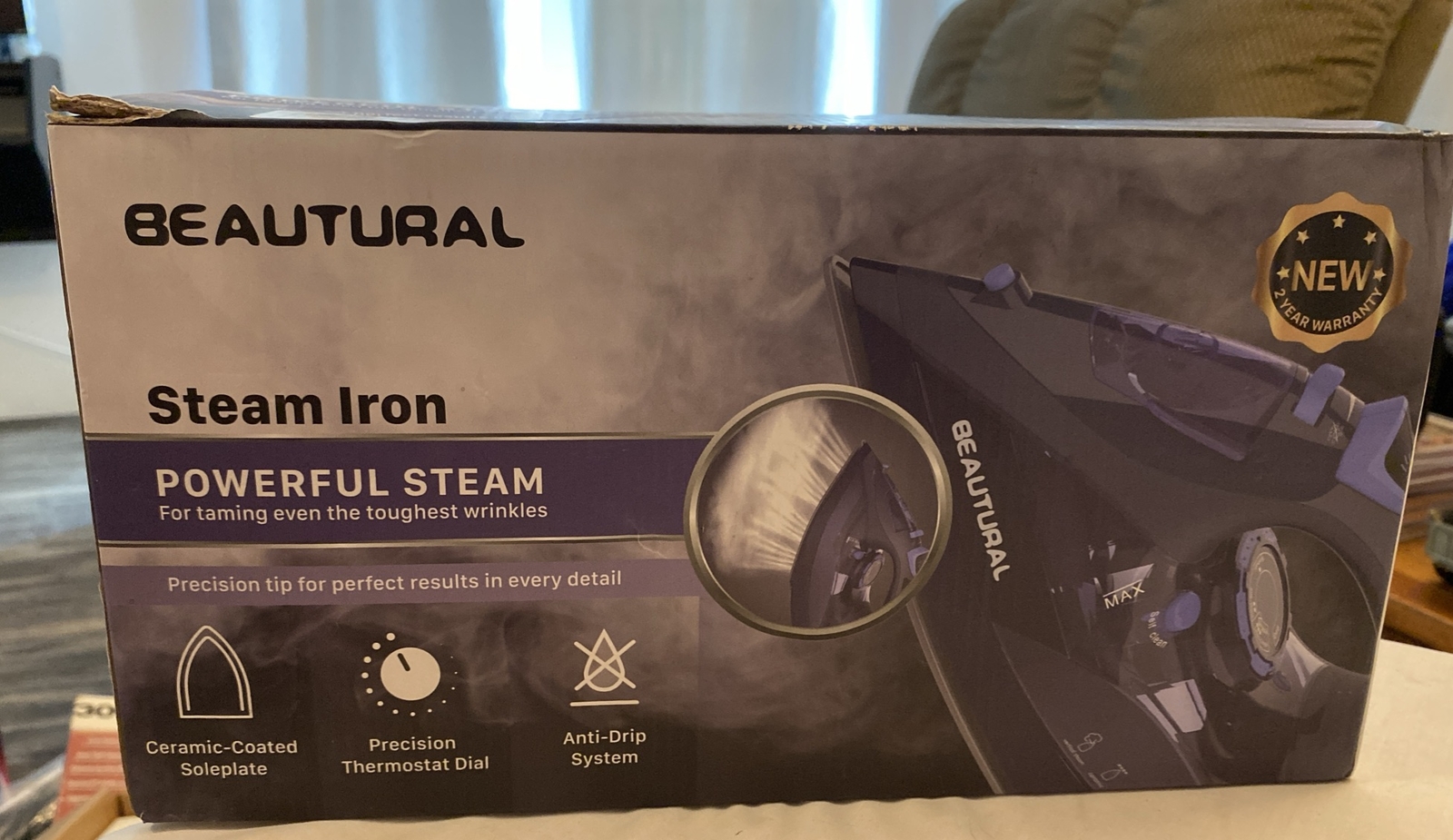BEAUTURAL Steam Iron for Clothes with Precision Thermostat Dial Ceramic Coated