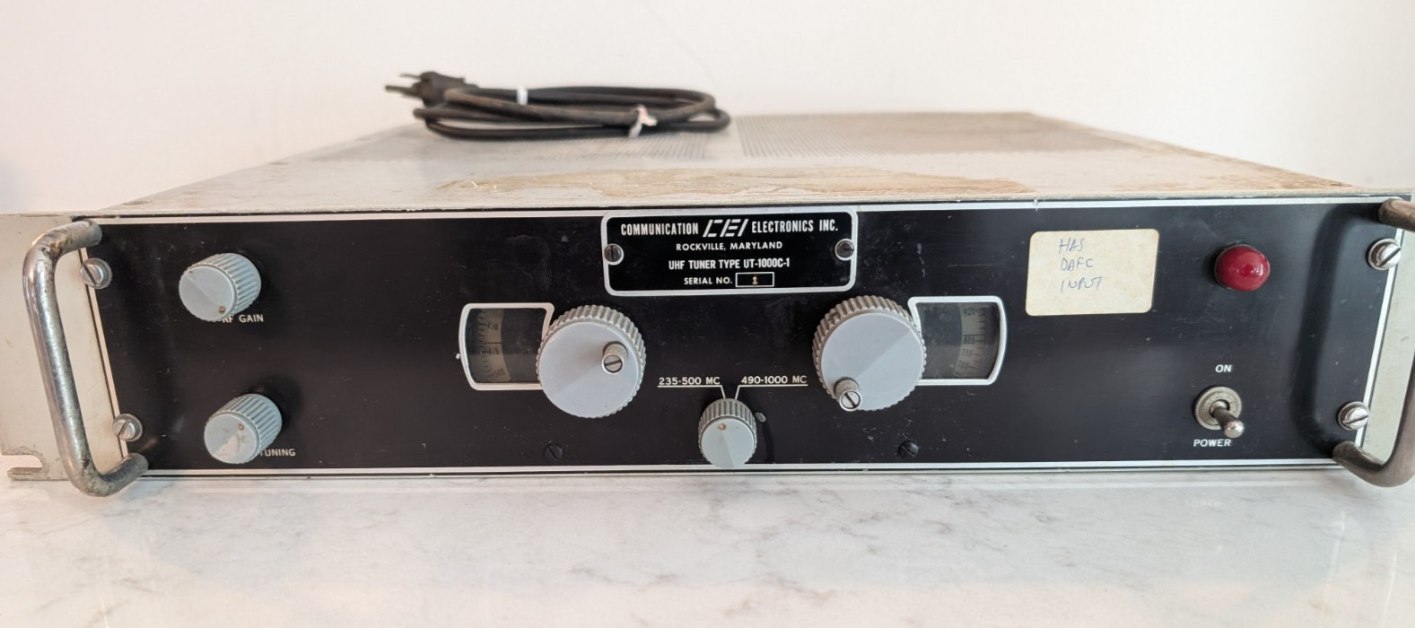 Vintage 1960s CEI Communication Electronics Inc Model UT-1000C-1 UHF Tuner