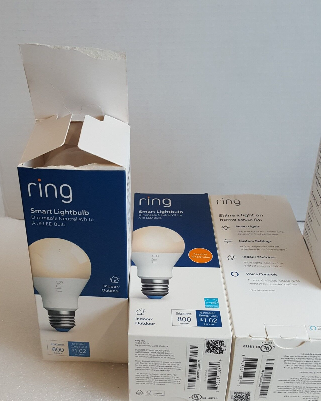 4 x Ring A19 Smart LED Bulb White *Requires Ring Bridge To Use* Works With Alexa