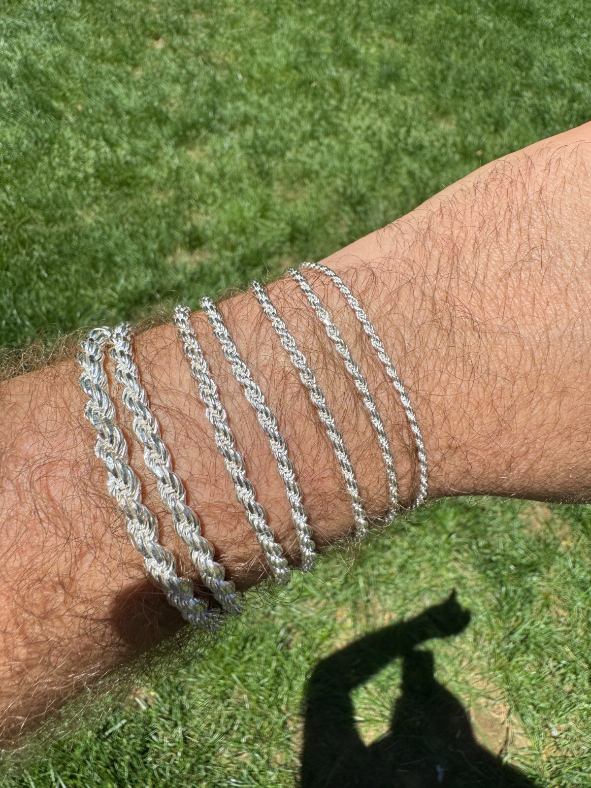 Real Solid 925 Sterling Silver Rope Bracelet 2mm-6mm Men's Women's 6-9"