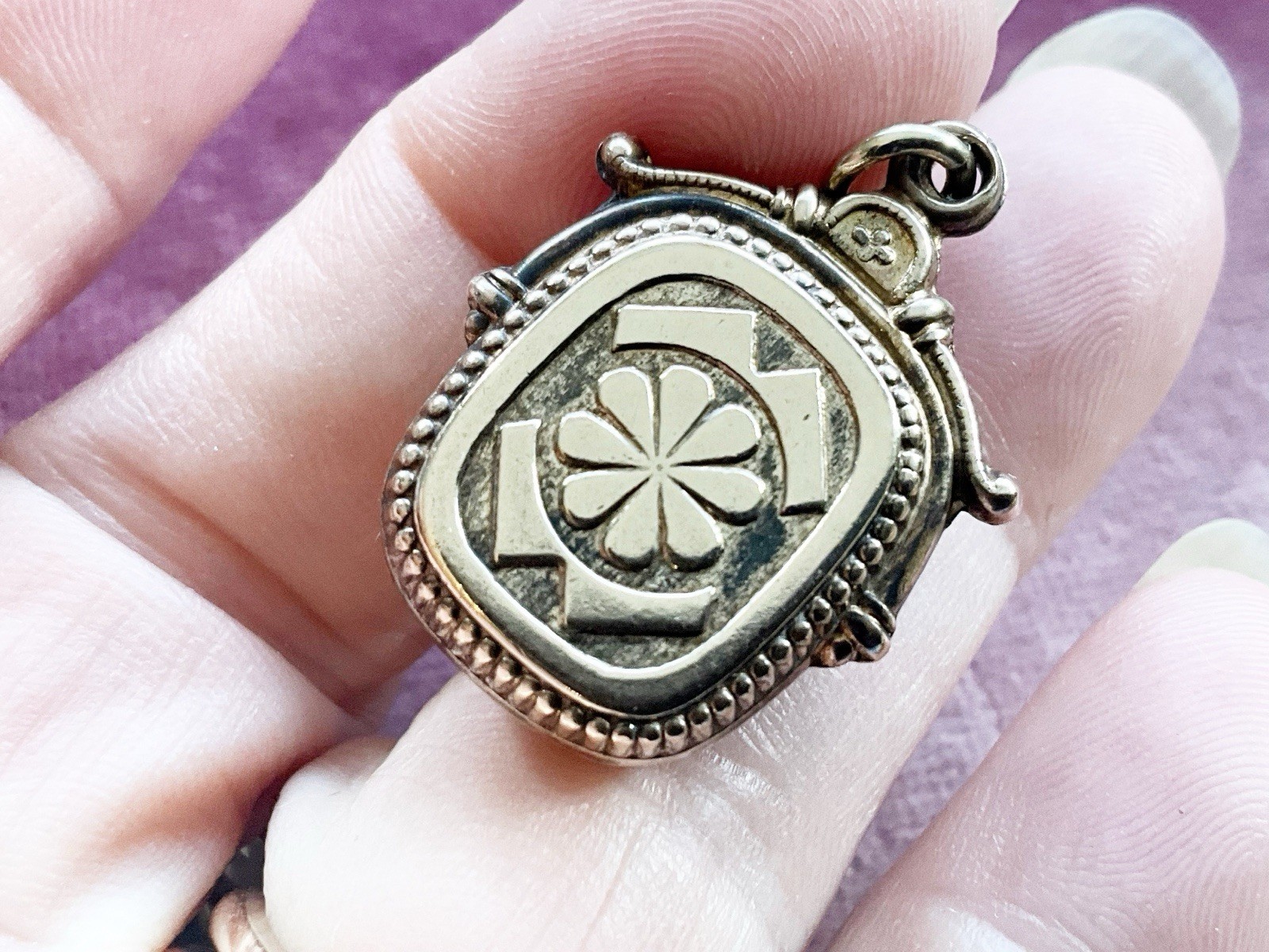 Antique Gold Filled Watch Fob Charm Pendant with Black Onyx