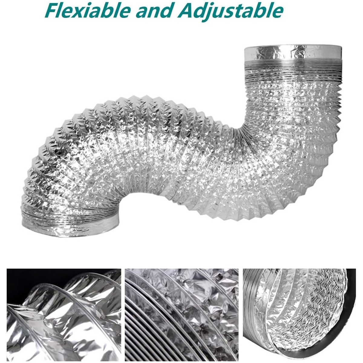 6-Inch Dryer Vent Hose 10 FT Flexible Duct with 2 Clamps for HVAC Ventilation