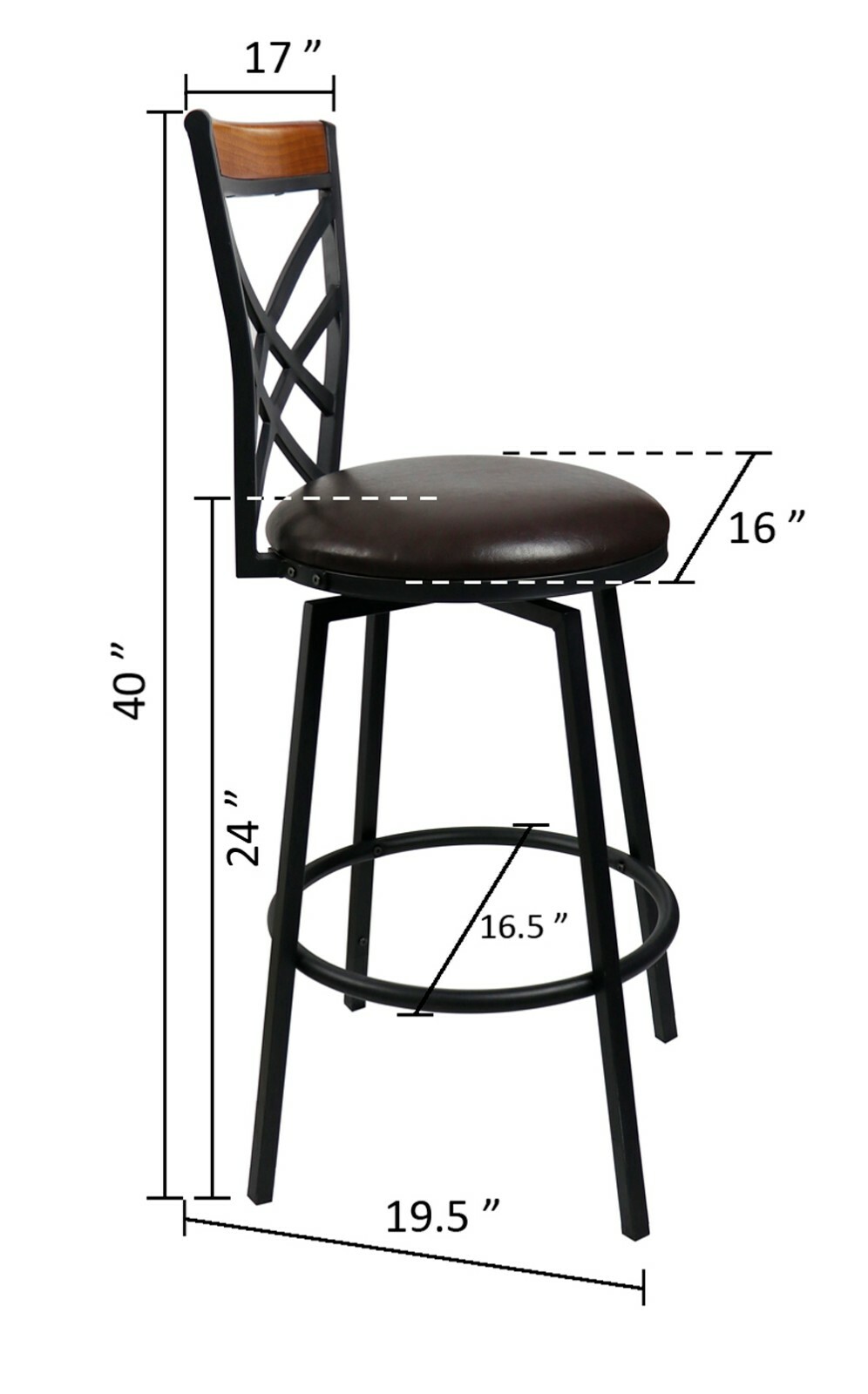 eHemco Swivel Metal Barstool with Double X Back Faux Leather Seat (Collectible)