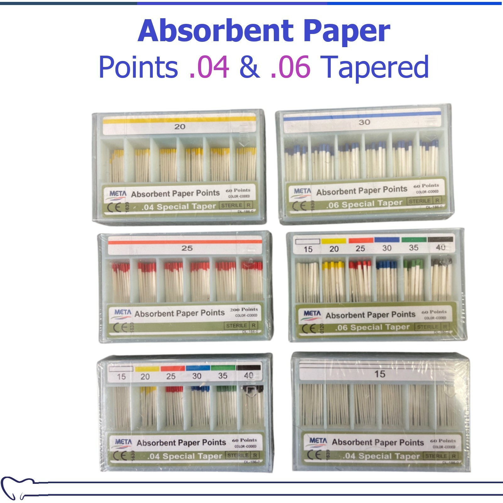 ENDO Absorbent Paper Points Taper .04 or .06, All Sizes #15 20 25 35 40 45 50 55