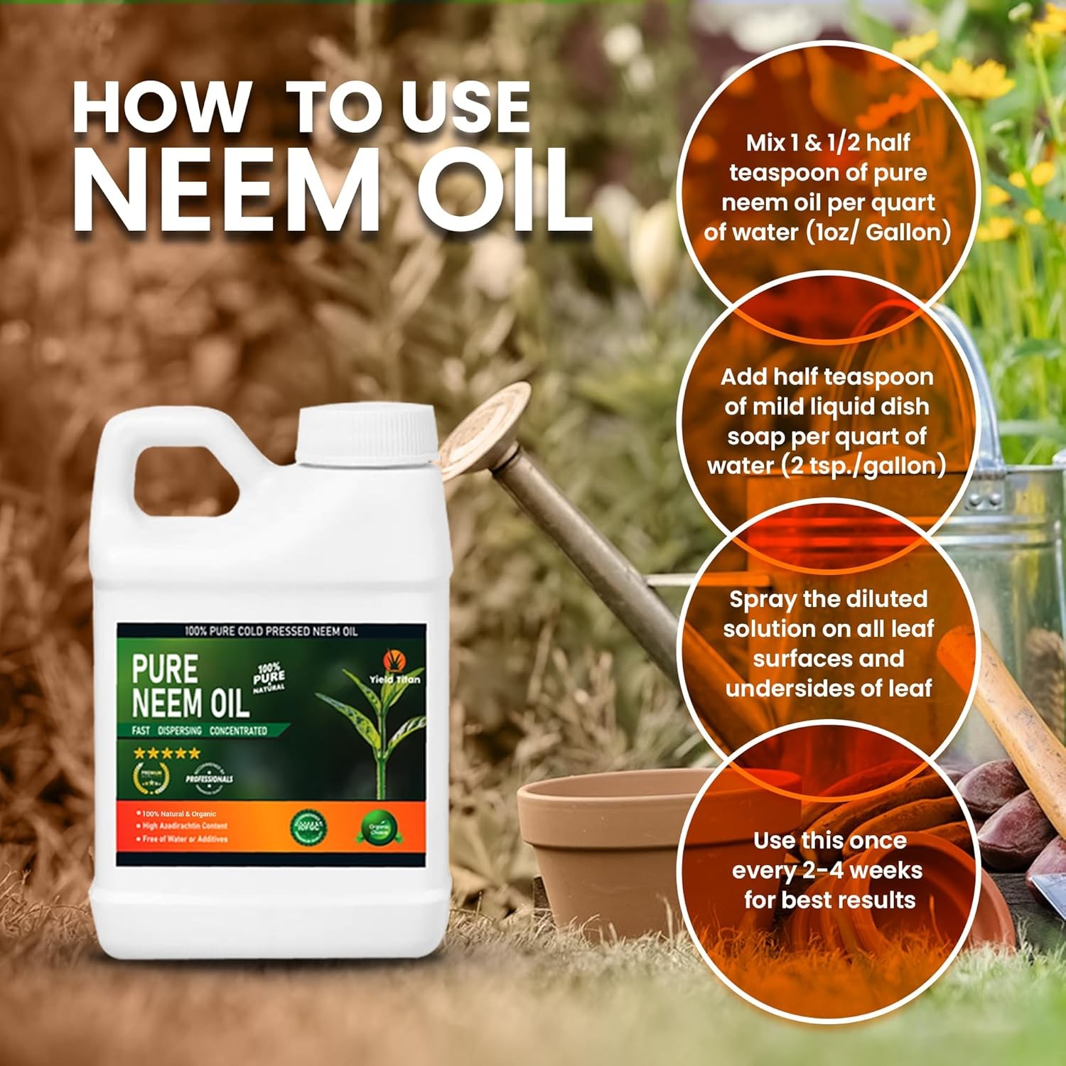 Yield Titan 100% Pure Cold Pressed Neem Oil – For Plants & Vegetables
