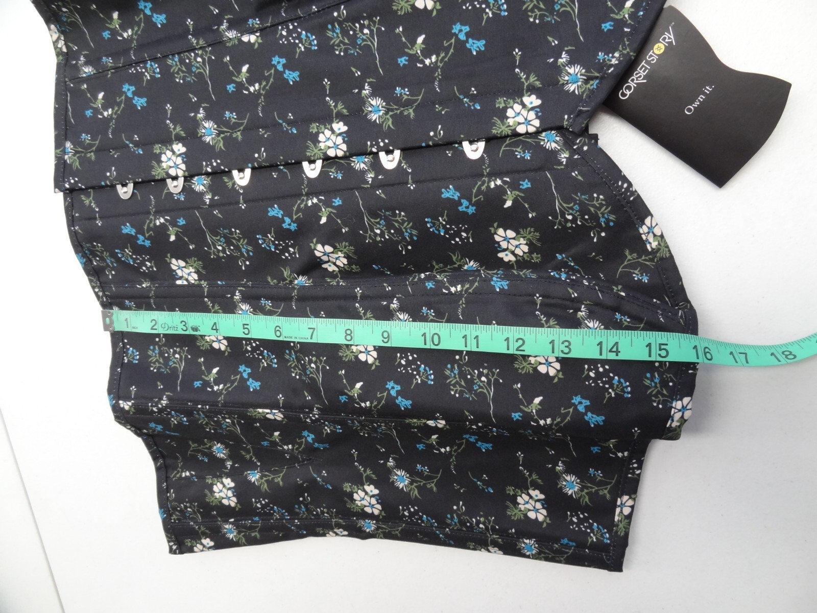 NWT Corset Story 44 Ditsy Floral Printed Overbust Spiral Steel Bone Navy Flowers