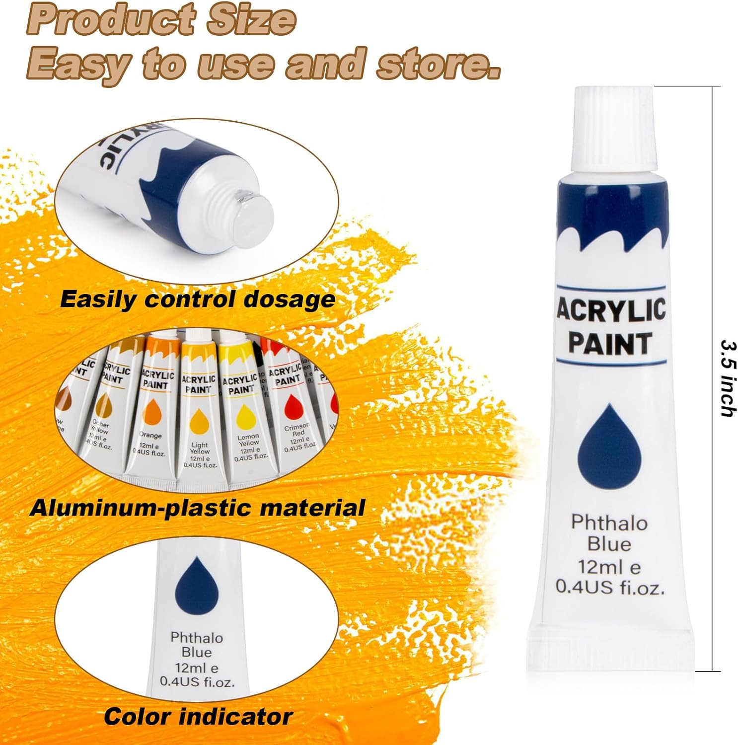 Acrylic Paint Set - 24 Colors, 20 Brushes, Non-Toxic Paint for Canvas, Wood, Roc