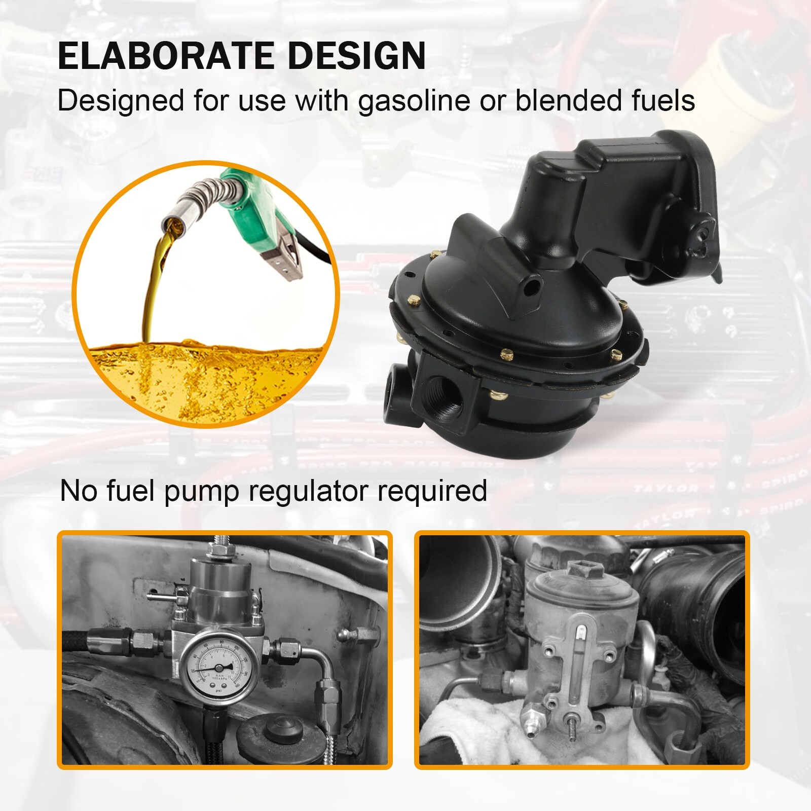 Performer RPM 6 PSI Mechanical Fuel Pump for Edelbrock 1721 Chevrolet SBC