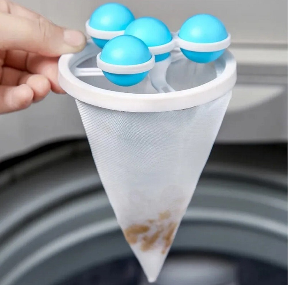 3 Reusable Laundry Lint Catcher & Pet Hair Remover Washing Machine Lint Mesh Bag