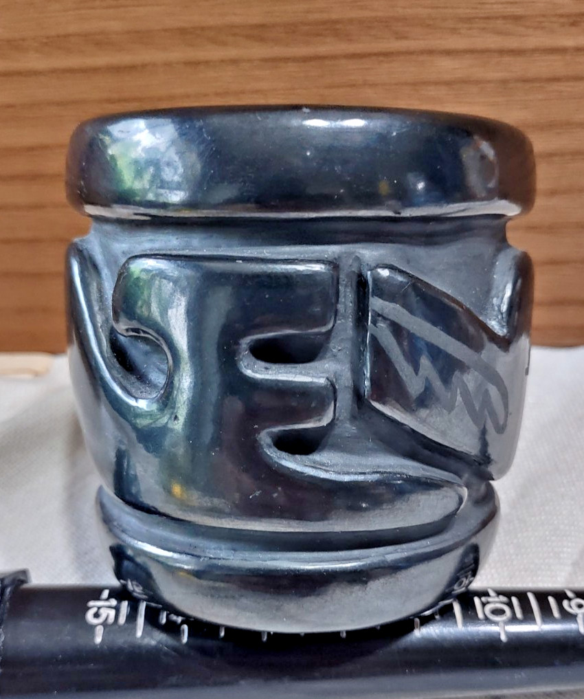 MARGARET TAFOYA SERPENT VASE SANTA CLARA PUEBLO CARVED BLACKWARE POTTERY