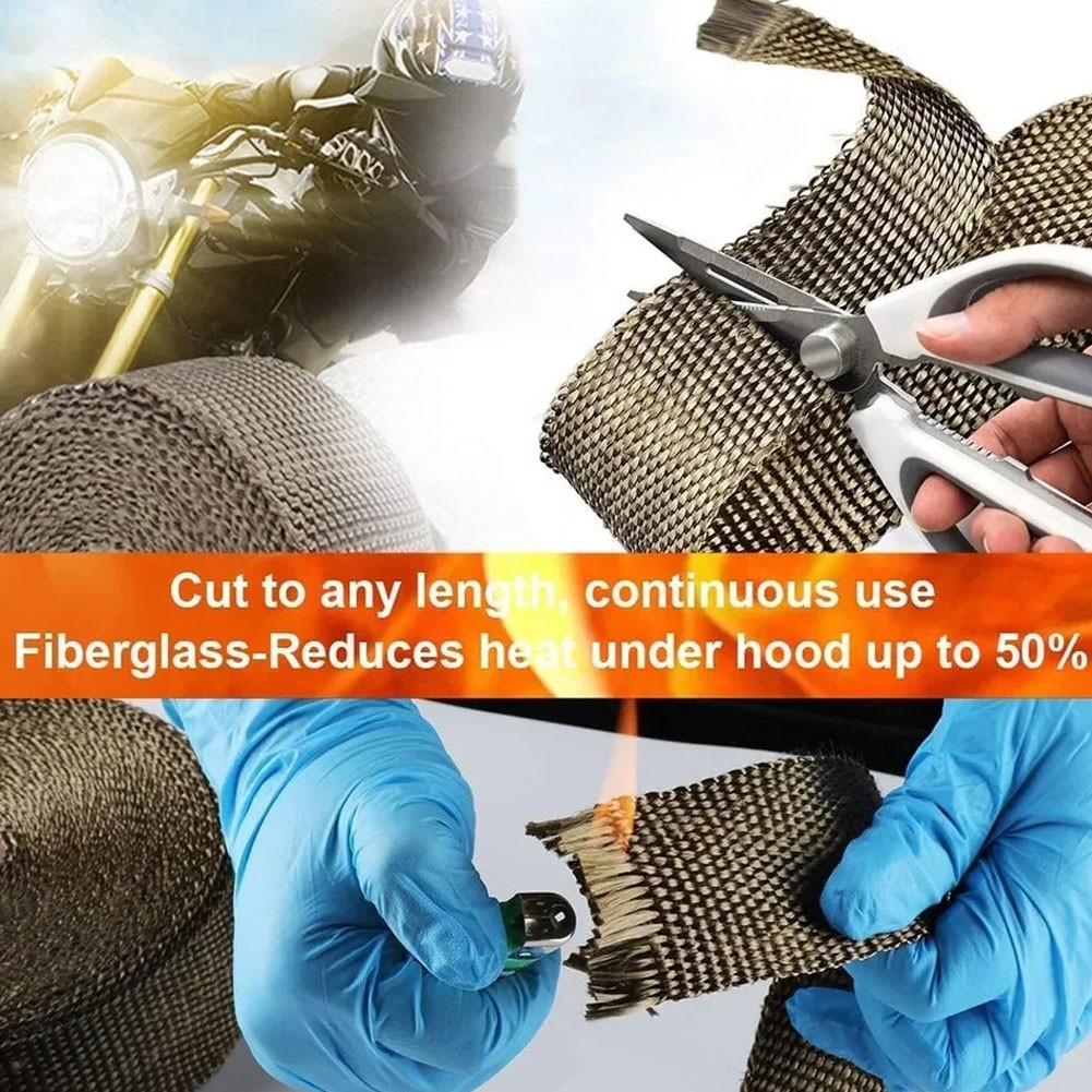 2" x 50' Titanium Exhaust Wrap for Car Headers with Stainless Steel Zip Ties