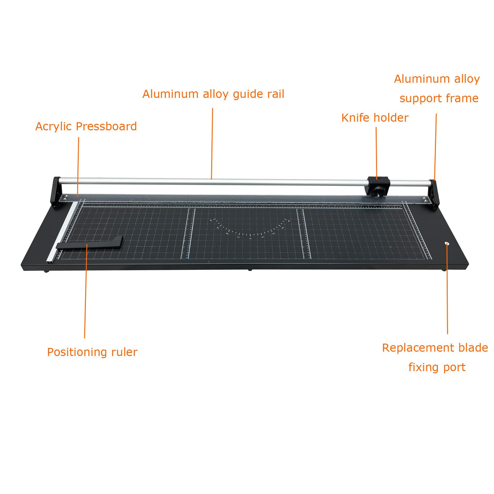 Rotary Paper Trimmer, 48" Cut Length Paper Cutter w/2 Spare Blades, Angle Line