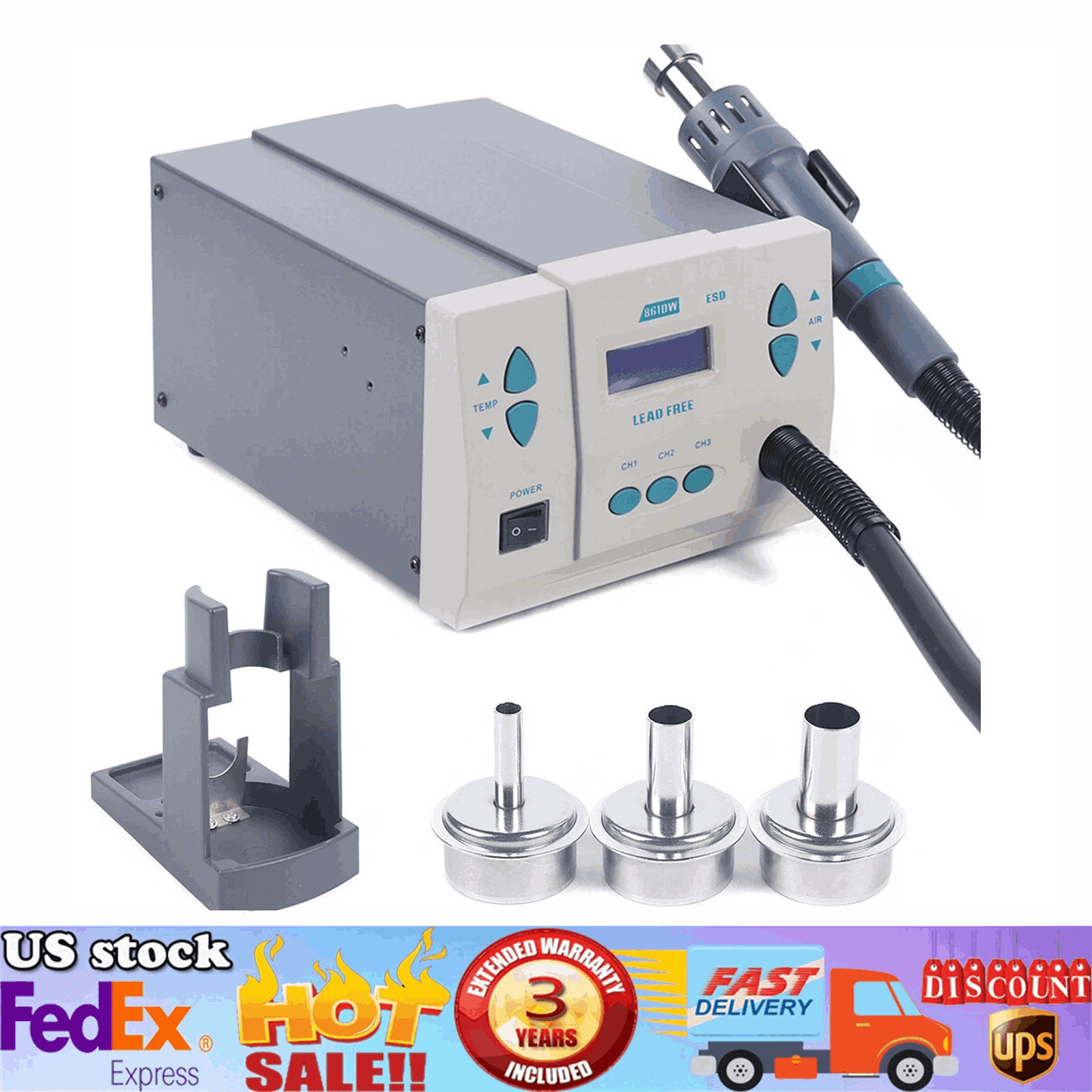 861DW Heat Gun Digital Display Station,Hot Air Rework Station Soldering 1000W