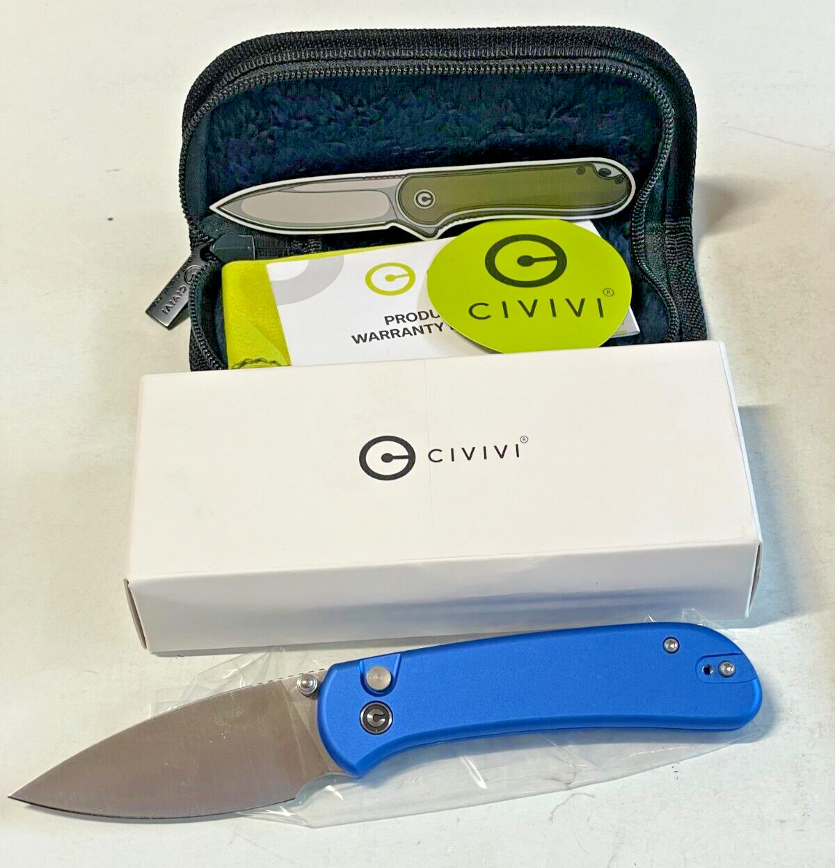Civivi Qubit Lock 3" 14C28N Blue Aluminum Pocket Folding Knife CC22030E-3 New