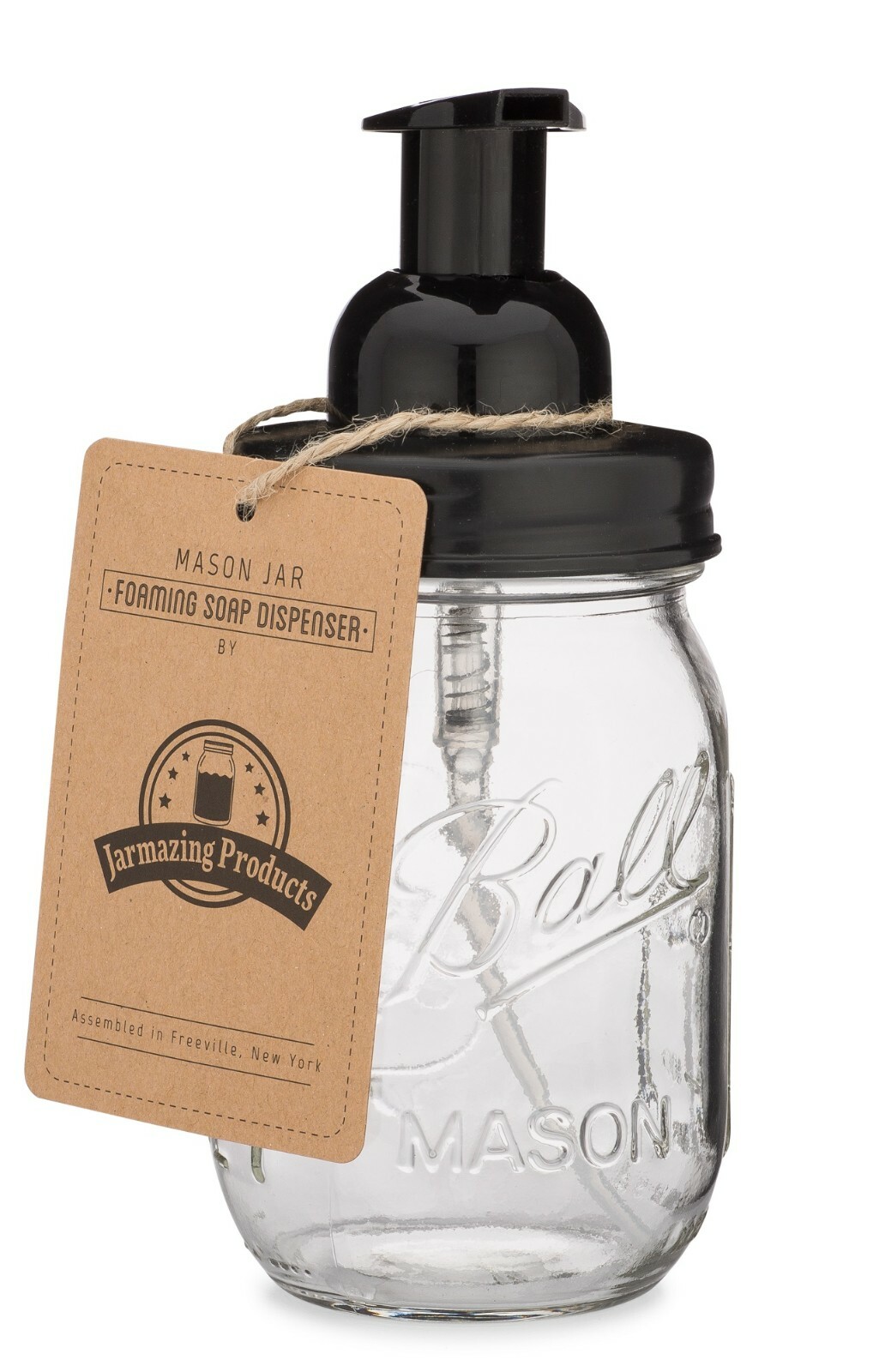 Mason Jar Foaming Soap Dispenser - Black - With 16oz Ball Mason Jar - One Pack