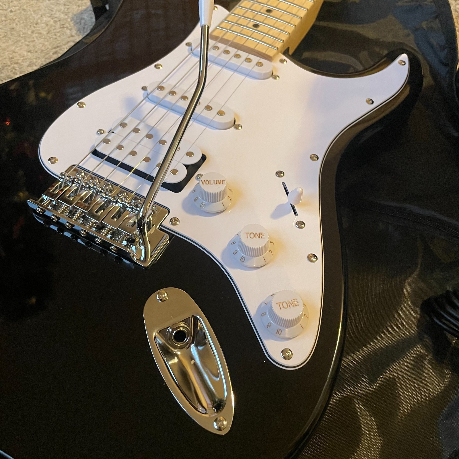 Full-Size Black Electric Guitar Starter Package with 20-Watt Amp, HSS Pickups