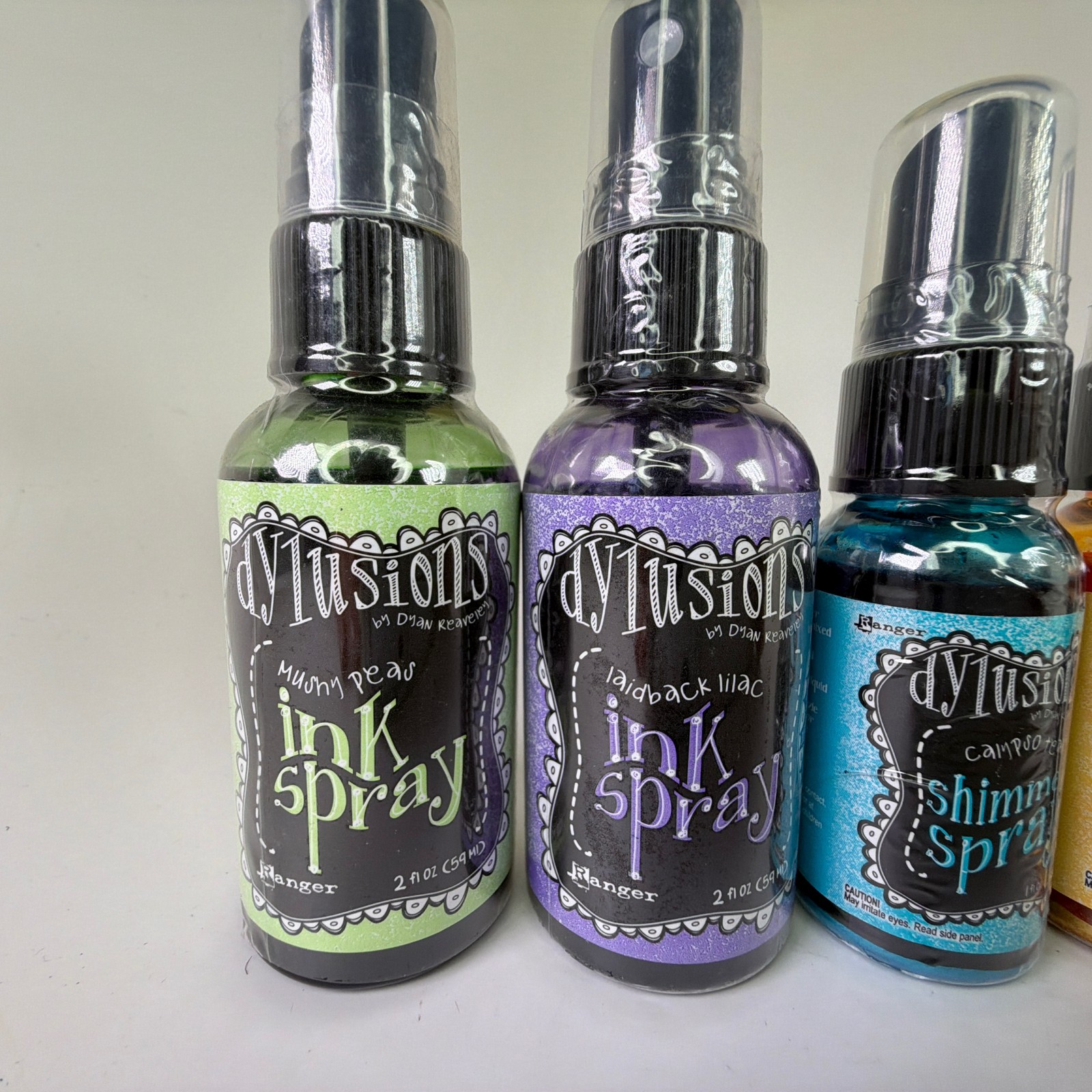 Lot of 5 Dylusions Ink & Shimmer Sprays - Mushy Peas Calypso Teal & More