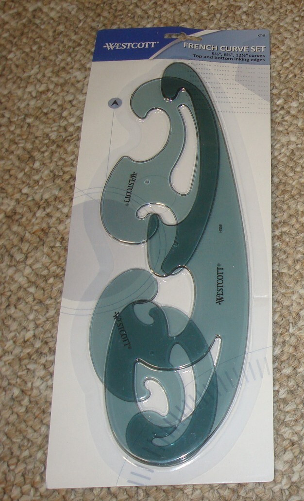 Westcott French Curve Set. KT-8. 3 piece 5.5" 6.5" & 12.5" Curves. NEW