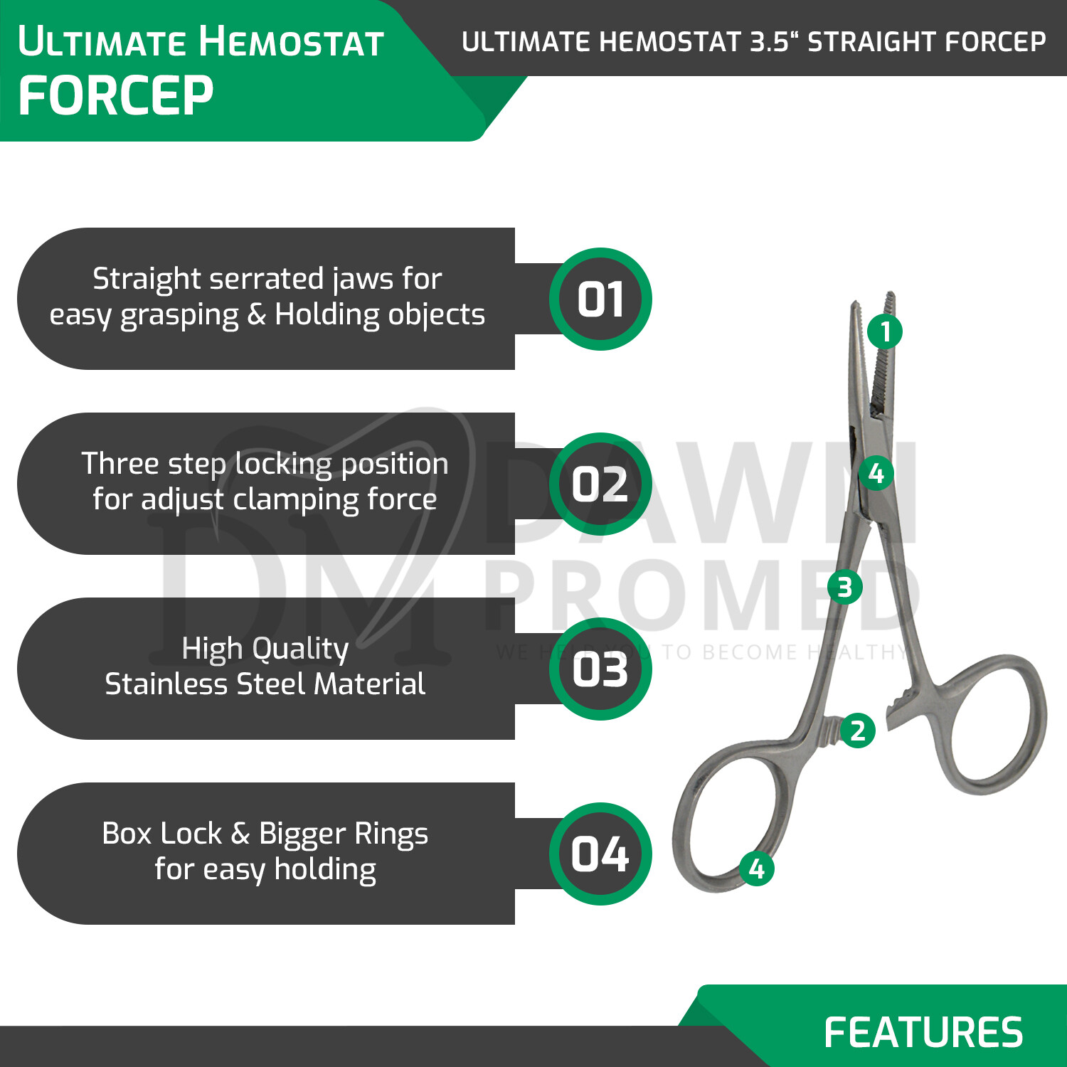 10 Pcs Mosquito Hemostat Locking Forceps 3.5" Straight Surgical Dental Medical